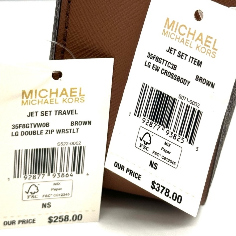 Michael Kors Large EW Crossbody Bag & Large Double Zip Wallet Brown - Picture 13 of 13